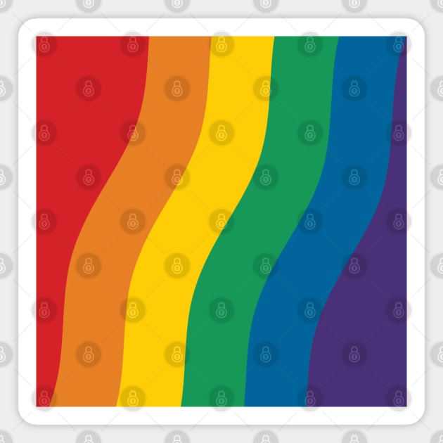 Rainbow Pride Flag (Proud LGBTQ+ Community Pride Flag) Slanted Wave Version Magnet by Teeworthy Designs